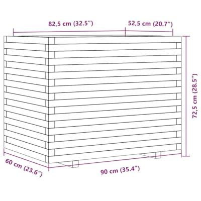 Plantenbak 90x60x72,5 cm massief grenenhout wasbruin