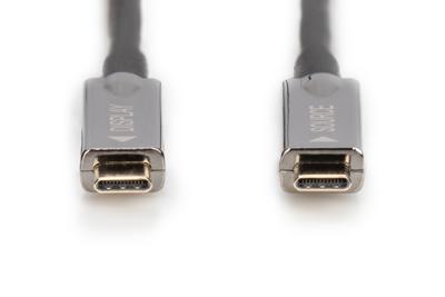 Digitus AK-330160-150-S USB-C-displaykabel USB 3.2 Gen2 USB-C, USB-C stekker 15.00 m Zwart Flexibel, Afgeschermd, Met USB