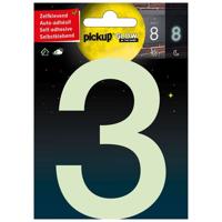 Glow in the dark Nummer 3 - 100 mm zelfklevend. - thumbnail