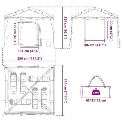 Tent met dak Anders met luchtopening Blauw en Zwart 290 x 288 cm Tent met dak Anders met luchtopening Blauw en Zwart 290 x 288 cm