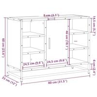 Wastafelkast 80x33x60 cm bewerkt hout bruin eikenkleurig - thumbnail