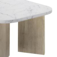 Ovale salontafel - QUARTZ - Wit marmereffect - Dikke eikenhouten poten - 105 x 58 x 39 cm - DIAGONE - thumbnail