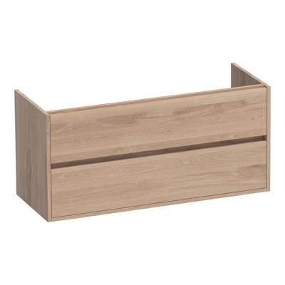 Brauer Adore - Onderkast - 120 cm - met 2 Softclose Lades Greeploos en 2 Sifon Uitsparingen - Lamellen Eiken Naturel