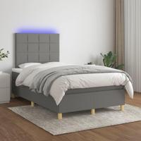Boxspring met matras en LED stof donkergrijs 120x200 cm - thumbnail