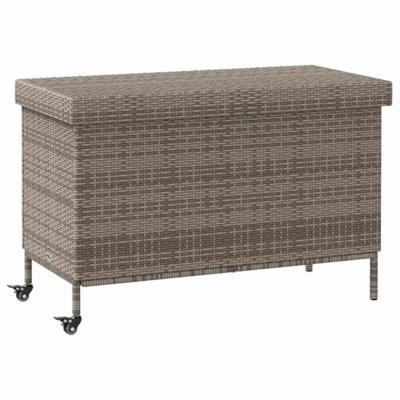 Tuinbox met wielen 110x55x73 cm poly rattan grijs