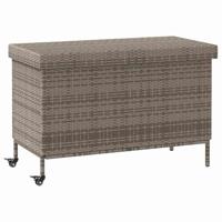 Tuinbox met wielen 110x55x73 cm poly rattan grijs - thumbnail