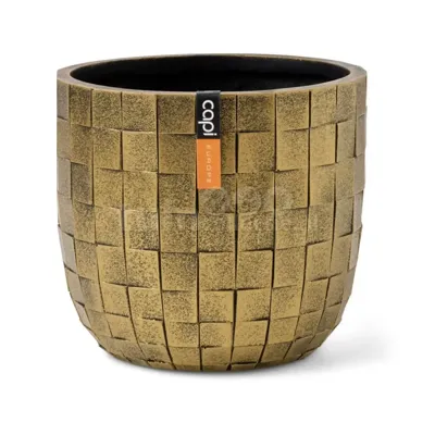 Capi Bloempot Bol Blocks Goud-Zwart Ø24cm Capi Bloempot Bol Blocks Goud-Zwart Ø24cm