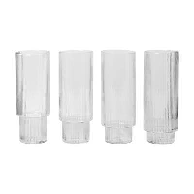 Ferm Living Ripple Longdrinkglazen, set van 4 stuks - Transparant