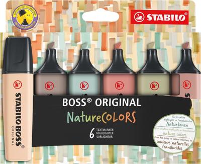 STABILO boss original - markeerstift - set 6 stuks - naturecolors
