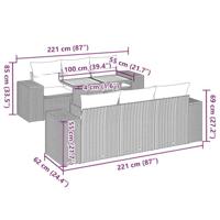 7-delige Loungeset met kussens poly rattan zwart - thumbnail
