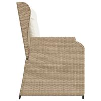 Tuinbankje verstelbaar met kussens poly rattan beige - thumbnail