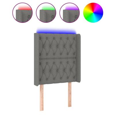 Hoofdbord LED 83x16x118/128 cm stof donkergrijs