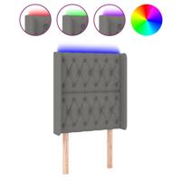 Hoofdbord LED 83x16x118/128 cm stof donkergrijs - thumbnail