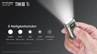 NiteCore TINI 2 Titanium Zaklamp werkt op een accu LED 500 lm 22 g - thumbnail