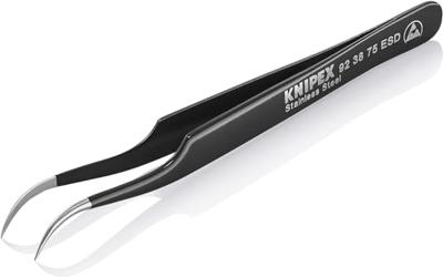Knipex 92 38 75 ESD Precisiepincet Sikkelspits, gebogen 45° 120 mm