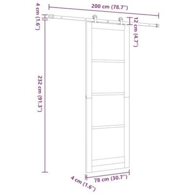 Schuifdeur met Hardware Set 'ORKDAL'Massief Hout & Glas
