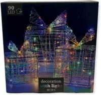 LED cadeaus set van 3 maten 90 lampjes, multicolor - thumbnail