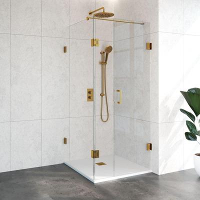 Douchecabine Compleet Just Creating Profielloos 3-Delig Dubbel Draaibaar 90x90 cm Goud Sanitop