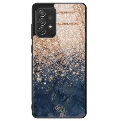 Samsung Galaxy A52s glazen hardcase - Marmer blauw rosegoud