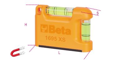 Beta Zak waterpas met magnetisch V vormige behuizing vervaardigd uit geprofileerd aluminium 2 onbreekbare libellen Nauwkeurigheid: 1mm/m 1695XS -