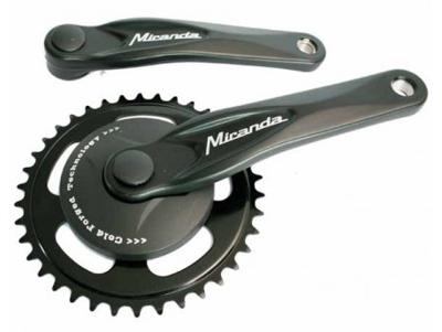 Miranda crankstel alfa 1 38t, cranklengte 170mm. zwart, aluminium, spieloos. met disc