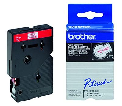 Brother TC-292 Labeltape Kunststof Tapekleur: Wit Tekstkleur: Rood 9 mm 7.7 m