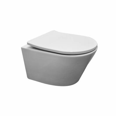 Wandcloset Wiesbaden Vesta Junior | 47 cm | Rimless | Incl.Softclose zitting | Keramiek | Wit glans