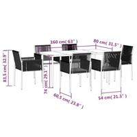 7-delige Tuinset met kussens poly rattan en staal zwart - thumbnail