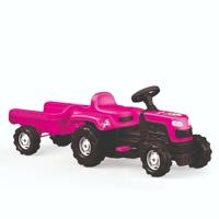 Dolu Eenhoorn Traptractor met Aanhanger Roze/Zwart - thumbnail