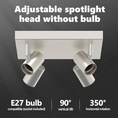 VidaXL Plafondspot met schijnwerpers nikkel 26,5 x 26 x 11,5 cm metaal