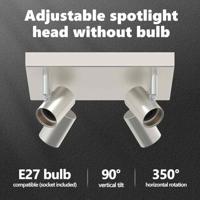 VidaXL Plafondspot met schijnwerpers nikkel 26,5 x 26 x 11,5 cm metaal - thumbnail