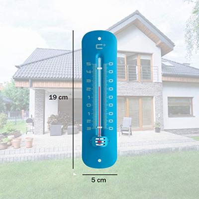 Metalen thermometer 19 cm blauw voor gebruik binnen en buiten Metalen thermometer 19 cm blauw voor gebruik binnen en buiten