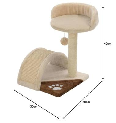 Kattenkrabpaal met sisal krabpaal 40 cm beige en bruin