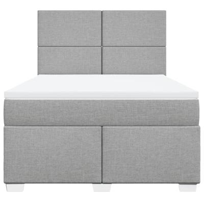 Boxspring met matras stof lichtgrijs 140x190 cm