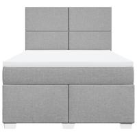 Boxspring met matras stof lichtgrijs 140x190 cm - thumbnail
