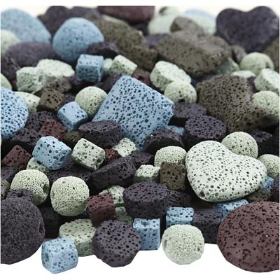 Creativ Company Lava kralen, afm 6-37 mm, gatgrootte 1+2 mm, inhoud kan variëren , ca. 890 stuk, diverse kleuren, 20 slagen/ 1 doos