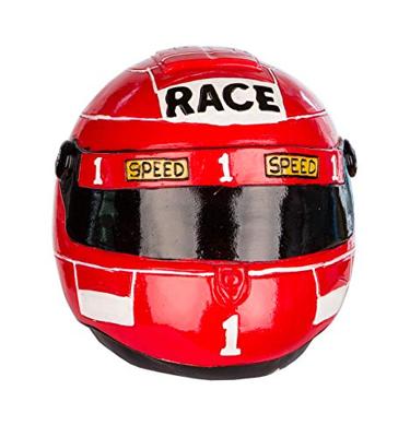 Spaarpot motorhelm rood, gemaakt van poly, 14x11x11 cm