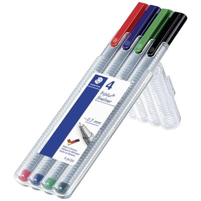 Staedtler fineliner Triplus geassorteerde kleuren, opstelbare box met 4 stuks