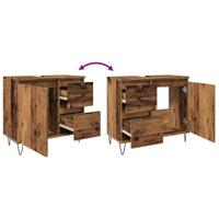 Badkamerkast 65x33x60 cm bewerkt hout oud houtkleurig - thumbnail