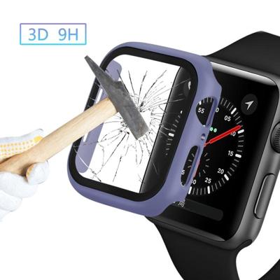 ENKAY Hat-Prince volledige dekking PC Case + gehard glas beschermer voor Apple Watch serie 5/4 40mm (blauw)