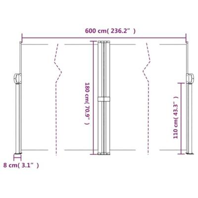 Windscherm uittrekbaar 180x600 cm bruin Windscherm uittrekbaar 180x600 cm bruin