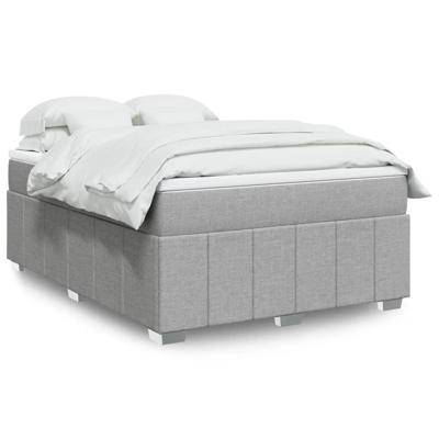 Boxspring met matras stof lichtgrijs 140x200 cm - thumbnail