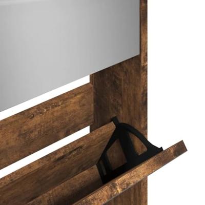 Schoenenkast met spiegel 5-laags 63x17x169,5 cm gerookt eiken