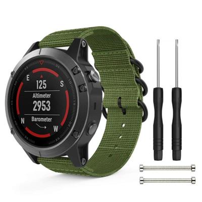 Voor Garmin fenix 5S 20mm drie-ring nylon horlogeband (Army Green)