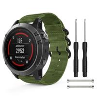 Voor Garmin fenix 5S 20mm drie-ring nylon horlogeband (Army Green) - thumbnail