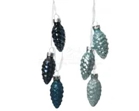 Kerstornament Dennenappeltjes Blauw Assorti 1st - thumbnail