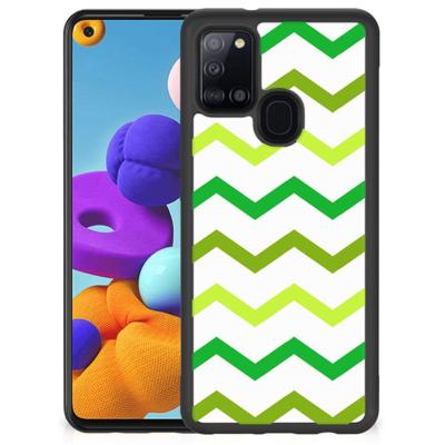 Samsung Galaxy A21s Bumper Case Zigzag Groen