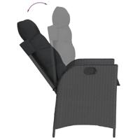 Tuinstoelen 2 st verstelbaar met kussens poly rattan zwart - thumbnail