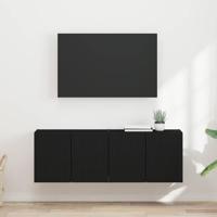 TV-wandkast 2 pcs Zwart 59,5 x 31 x 40 cm Bewerkt hout - thumbnail