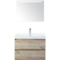 Maxx XL Badmeubelset 80 cm - Craft Oak - Wastafel Just 1 Kraangat met LED Spiegel - thumbnail